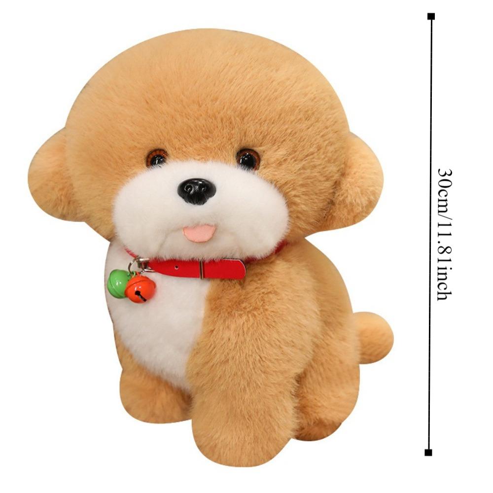 Sitting Red Bell Puppy Dolls PP Cotton Stuffed Animals Puppy Doll  Home Decor