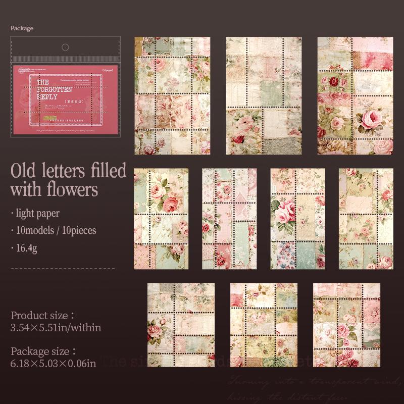 The Forgotten Reply Series Vintage Flower Landscape Punching Material Paper Creative DIY Junk Journal Collage Stationery