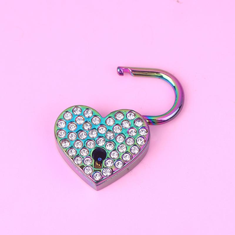 New Metal Love Wish Lock Keyed Padlocks Diamonds Heart Shaped Lock For Jewelry Box Small Wooden Box