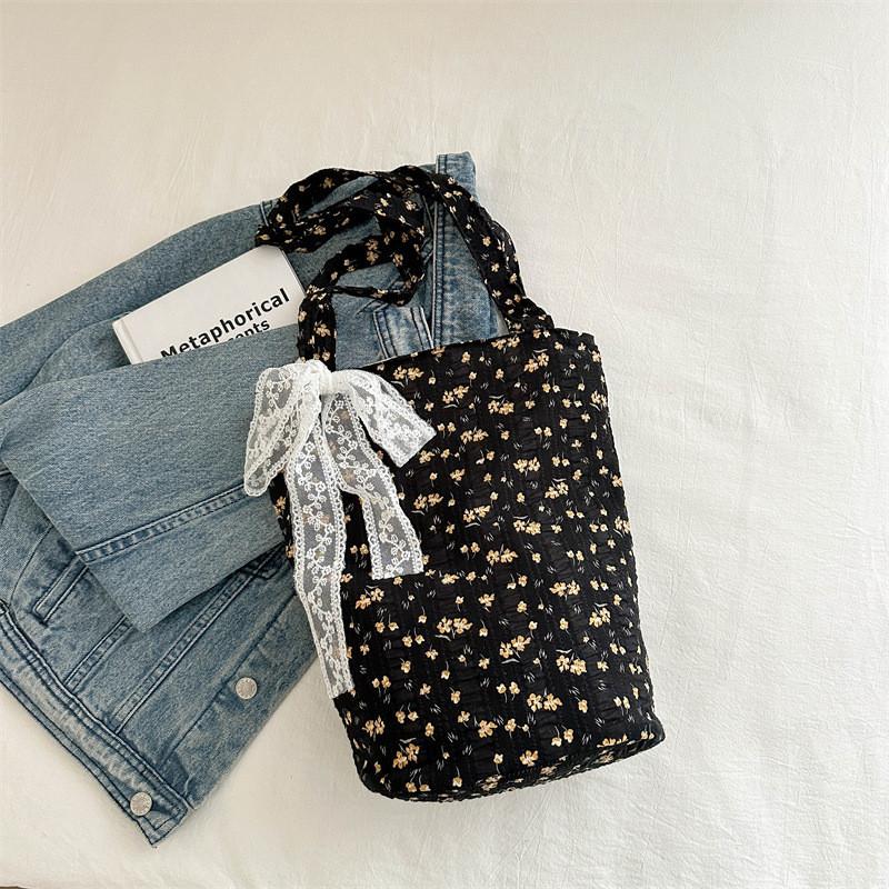 Трендовый уличный стиль 2024 Холщовая сумка-ведро для женщин Стильная весенняя наплечная сумка-тоут