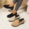 Deep single shoes women's spring and autumn new large size round head thick heel lazy one pedal women's shoes