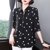 Women's Summer Clothing, Plus Size, Medium Sleeves, Polka Dot Chiffon Shirt, Loose-fitting Casual Top for Middle-aged Mothers