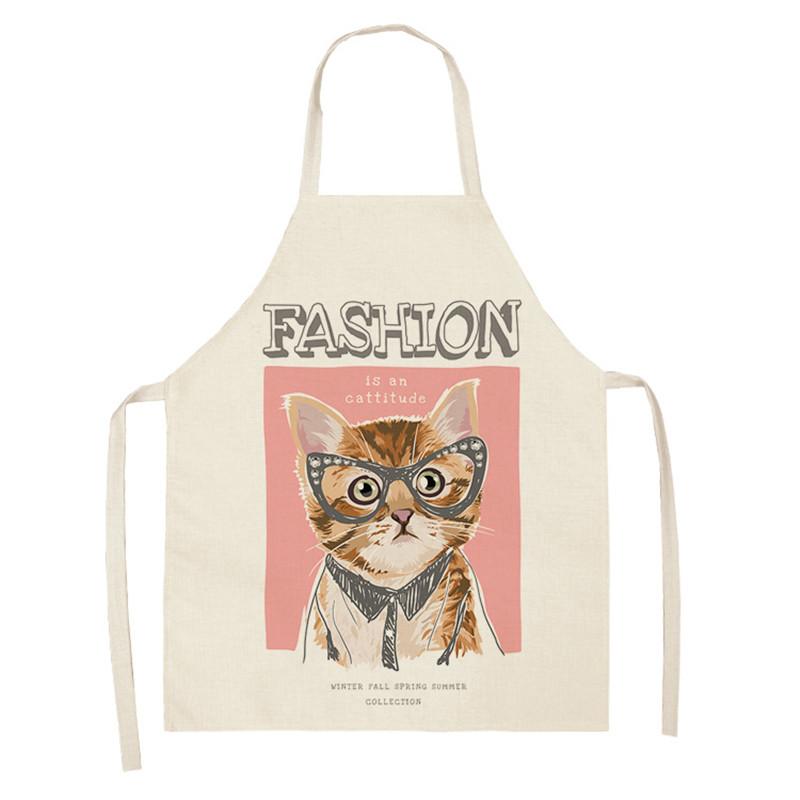 Cooking Home Kitchen Apron Cartoon Cat Print Sleeveless Color Apron Men Women Baking