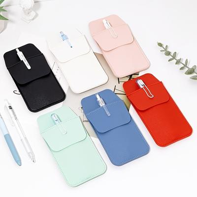 Leak-proof Insert Pocket Pen Case, Candy Color PU Pen Bag, Wear-resistant Large-capacity Portable Pen Storage Bag, Can Hold 4 Pens, for Doctors