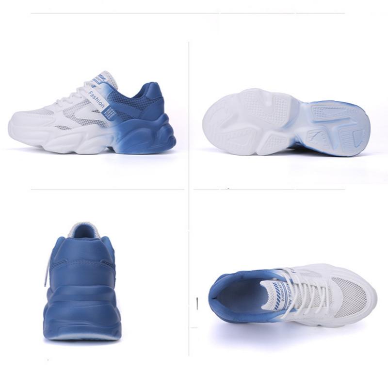 Новые женские кроссовки дышащие полые летние повседневные туфли на платформе 35 синий — фото 9