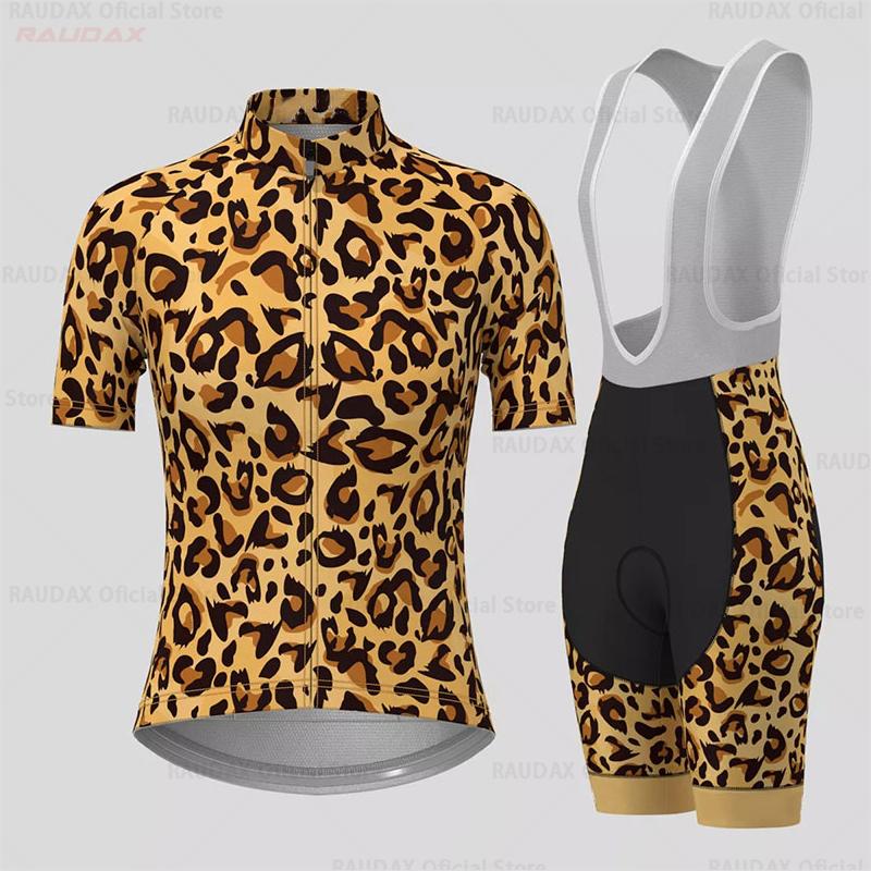

Women Clothing Sets Leopard Print Cycling Shorts Clothes Mountain Bike Bicycle Set Sportwear 2026 Summer Short Sleeved Breathable Cycling Suit Set 3XL