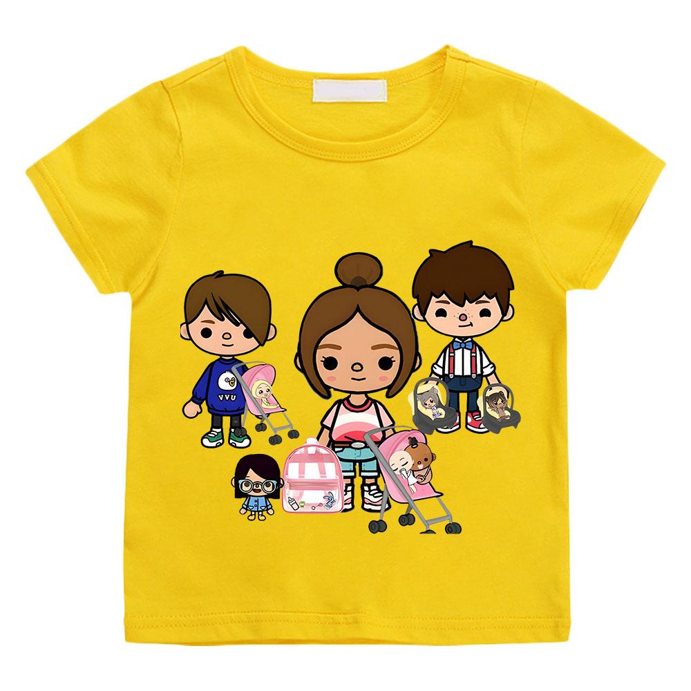 Cartoon Anime Toca Life World Print Kids T-Shirts Manga Baby Girls Clothes Boys Summer Short Sleeve T Shirt Children Tops Y2k