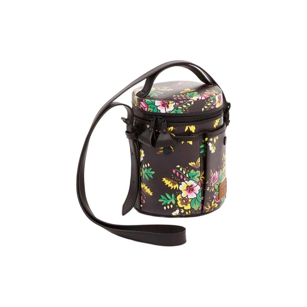 Kenzo Floral Print Surround Zip Bucket Bag Women Handbags Black FC62SA704B0499
