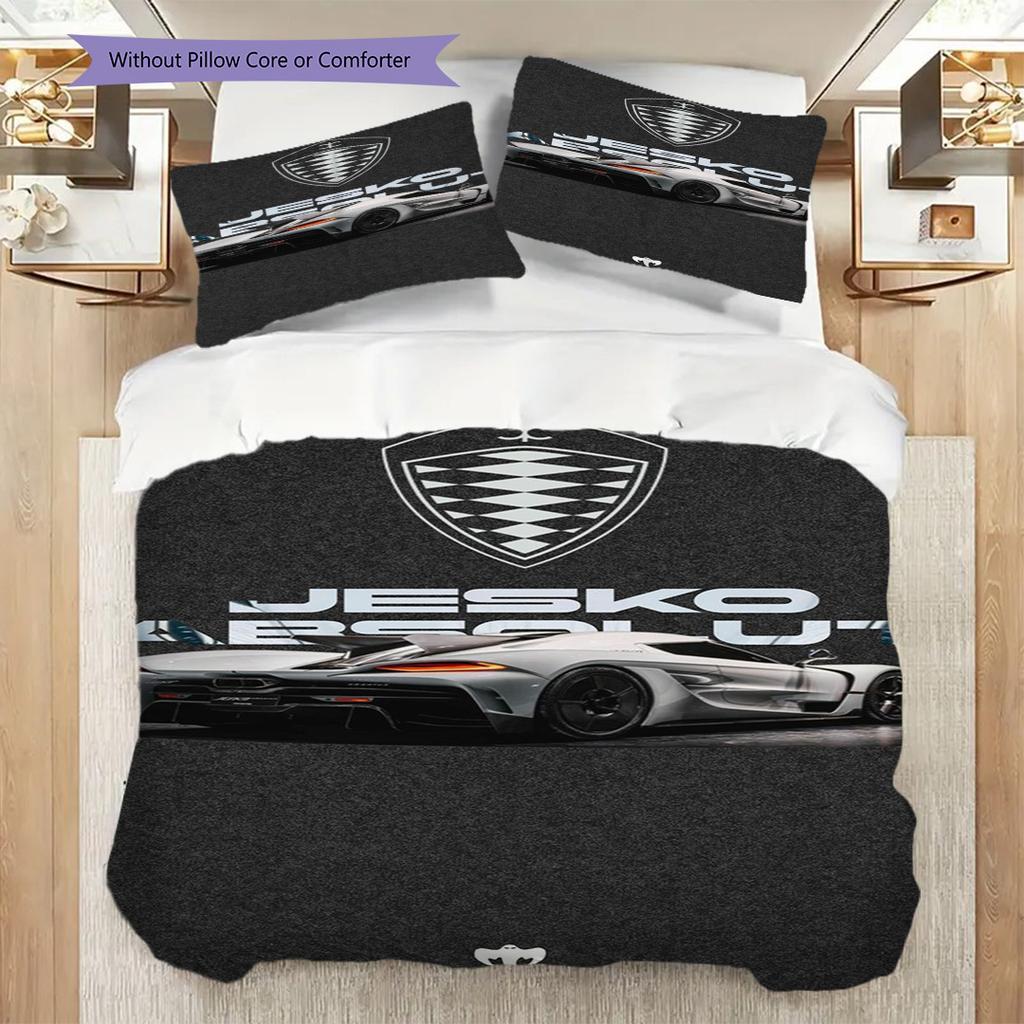 Koenigsegg Jesko Elegance Set a tre pezzi (1 * copripiumino + 2 * federa, senza nucleo) Copripiumino e federa 2D piatti Morbidi e comodi