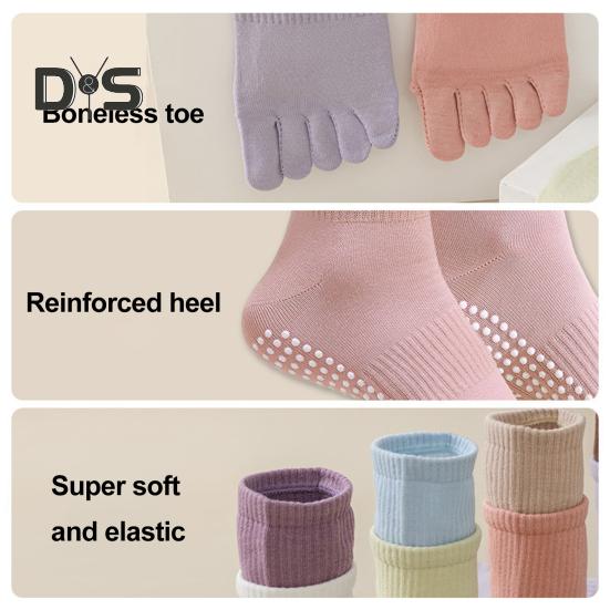 1 Paio Calzini da Yoga con Dita con Gripper Antiscivolo Traspiranti Anti-Umidità Danza Classica Fitness Pilates Atletici Palestra Sport Calzini a Metà Polpaccio