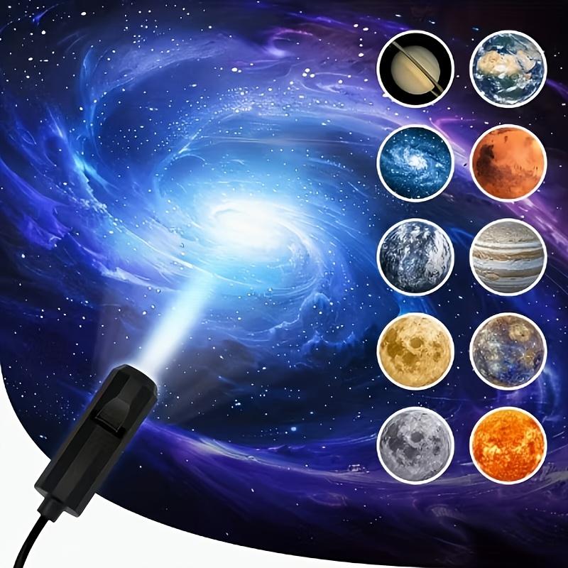 LED Planet Projector with 6 Interchangeable Patterns | 360-Degree Rotation, USB Powered, Suitable for Room Decor, Photography Backgrounds