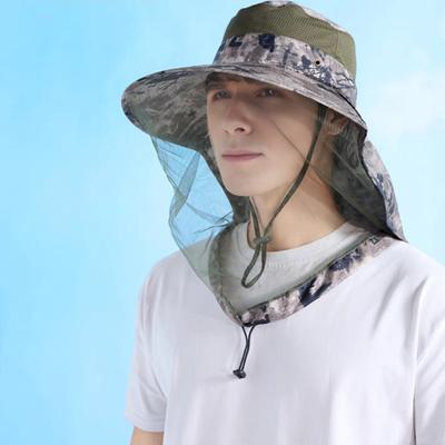 Mosquito Net Hat with Neck Flap for Men Women Wide Brim Sun Bucket Hat for Outdoor Fishing Hiking Camping Gardening
