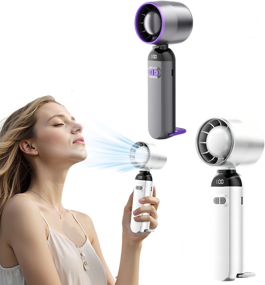 Turbo Fan Portable Handheld Fan 5 Gear Wind Battery Operated Personal Fans for Concerts Cruise Makeup for Outdoor Activities