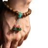 Exquisite Sandalwood & Jade Lotus Pod Bracelet with Amber Buddhist Beads - Ethnic Women's Jewelry.