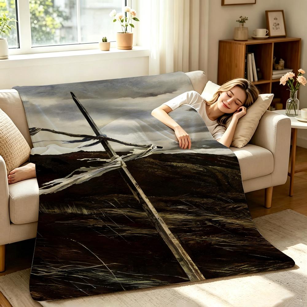 Artist Andrew Wyeth Throw Soft Warm Flannel Throw Blanket Multi?use for Sofa Bed Office Portable Air Conditioning Nap Blanket 75X95CM