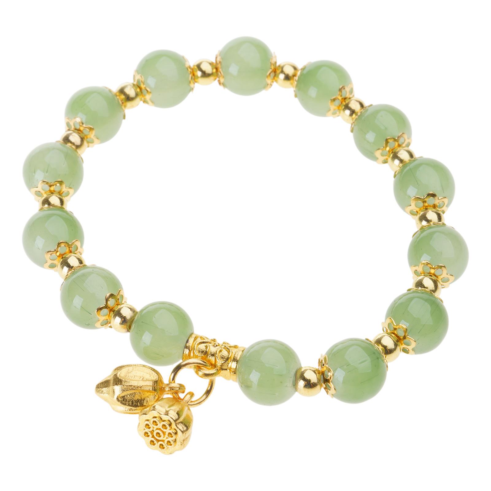 

Женский браслет на эластичной резинке, стеклянные бусины, подвеска в виде цветка лотоса, браслет на запястье в традиционном китайском стиле, ручная цепочка