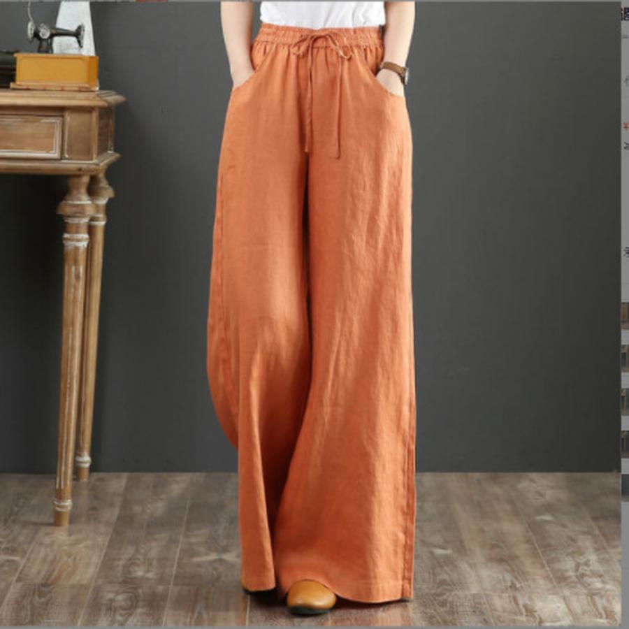 Newest Women's Loose Wide Leg Pants, Fashion Style Cotton Linen Long Pants for Women