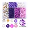 6mm Polymer Clay Beads Kit Flat Round Spacer Beads Kit with Alphabet Beads Pearls for Bracelets Necklace Making Jewelry DIY