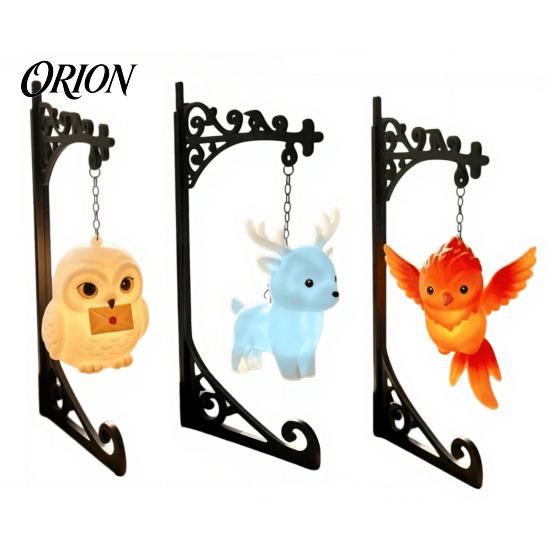 Magical Lantern for Reading Nook Hanging Magic Owl Bird Deer Bookend Lamp, Gothic Metal Bookshelf Light, Relaxed Light Den Vintage Library Animal