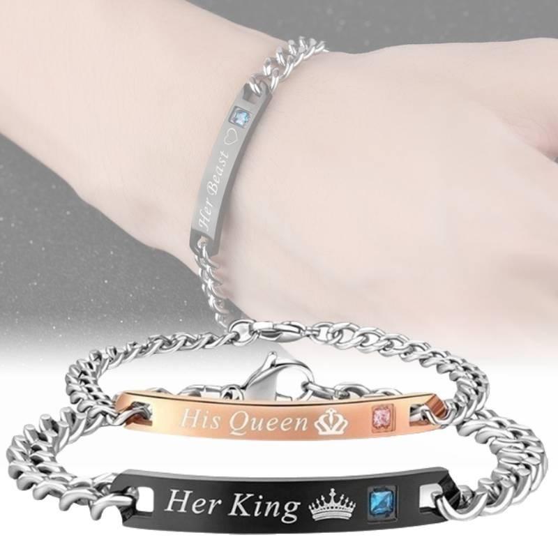 Elegant Alloy Geometric Couple Bracelets Fashionable Valentine's Day Gift
