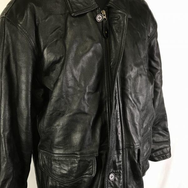 Creation Cube Lamb Leather Quilted Leather Coat Outer Men M Black Full-Zip Inner Pocket(USED)