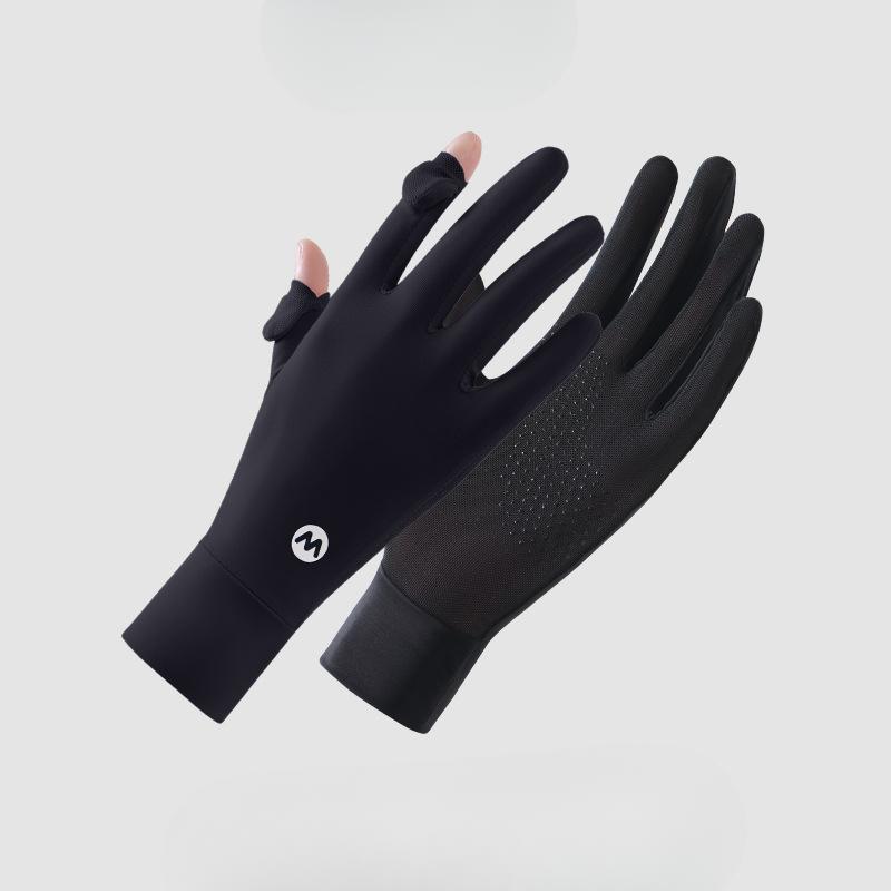 Neue Sonnenschutzhandschuhe für Damen Eisseide Radfahren Dünn Rutschfest Atmungsaktiv UV-Beständig Fingerfreie Sommer-Fahrhandschuhe