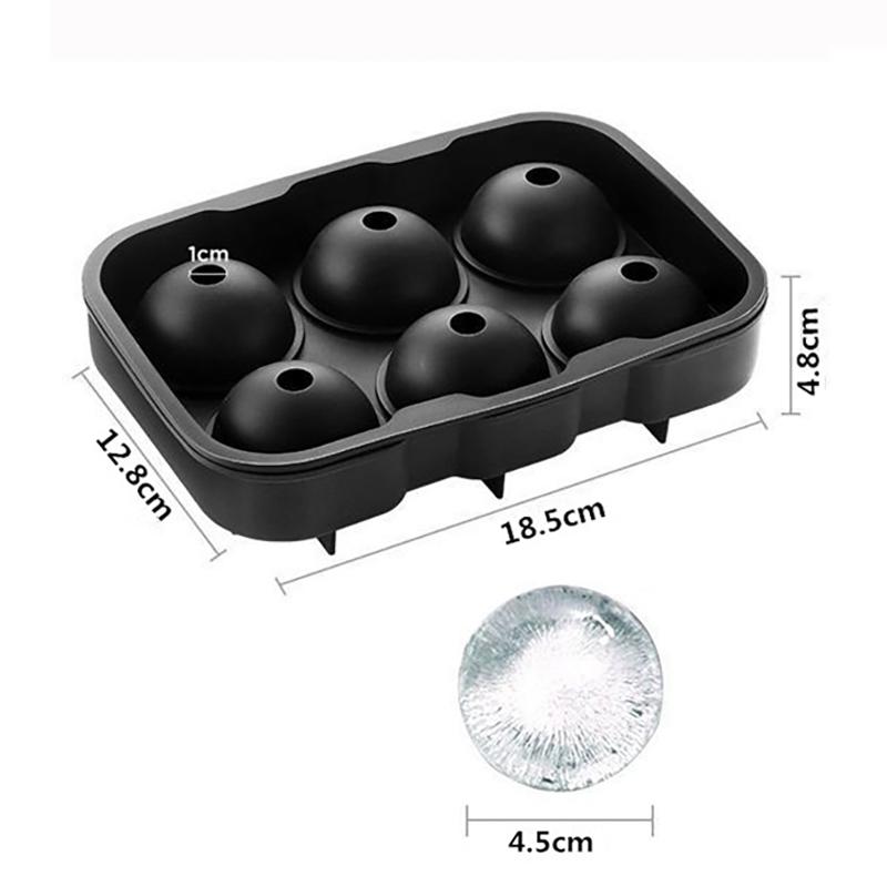 Silicone Ice Cube Tray 6 Grid Big Round Ice Mold Sphere Whiskey Ice Ball Maker Silicone Mold Bar Tools Home Kitchen Accessories