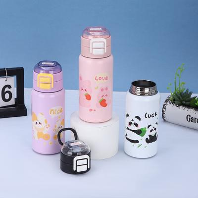 MOE Fun Stainless Steel Children's Thermos Cup Cartoon Cute Children's Water Cup A Cover Dual-purpose Double Shot Jump Cup
