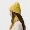 Korean Solid Color Knit Beanie Hat Warm Ear Flap Cold Cap with Label Design for Men Women (excluding the scarf)