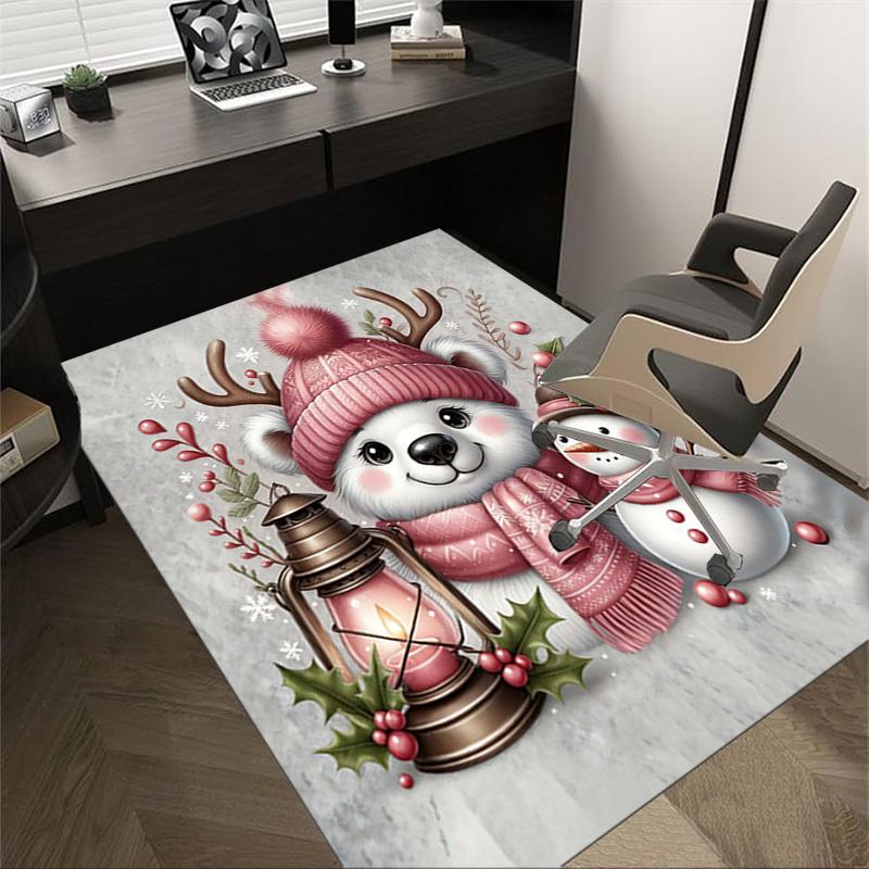 1PC Polar Bear, Snowman Extra Large Non Slip Floor Carpet, Office, Family, Studio   Large Area Rug Indoor Rugs, Bold Statement Piece