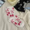 Lady Spring and Autumn All Kinds of Simple Sweet Gentle Bowtie Illustration College Wind Tube Socks