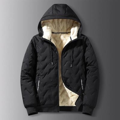Mens Winter Cotton Coat Thicken Fleece Lining Stand Collar Parka Jacket Men Outerwear Casual Padded Hooded Jackets Windproof