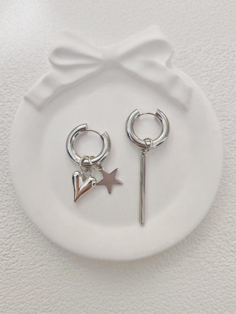 Punk Lange Herz Stern Anhänger Ohrringe Für Frauen Einfache Mode Geometrisch Kreisförmige Ohr Schnalle Neuer Trendiger Schmuck Geschenk