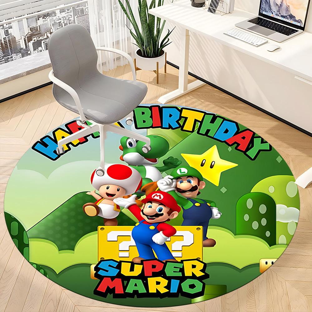 1pc Mario Party Office Round Area Rug, Bedroom Living Room Home Decor, Room Deco, Offic a1016211
