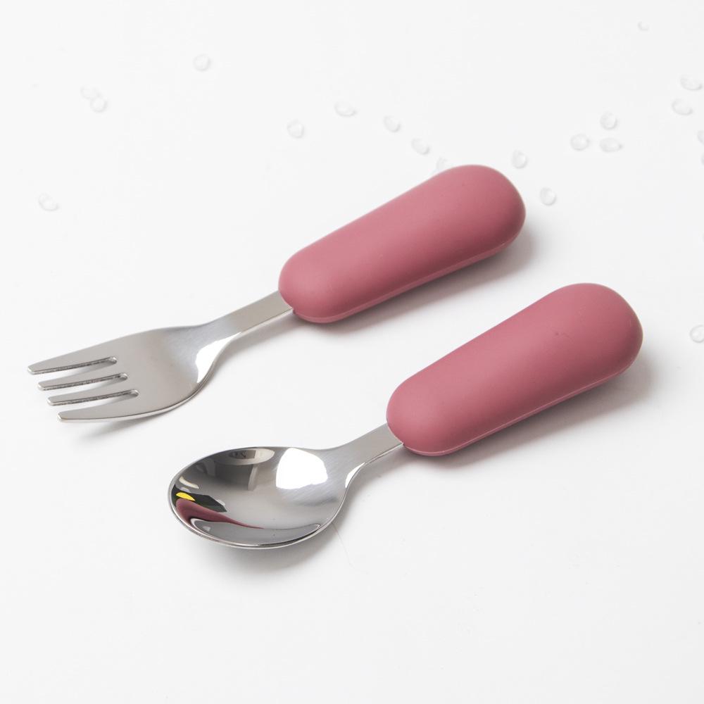 Edelstahl Kinder-Essgeschirr mit Anti-Rutsch-Silikon-Saugfuß & Besteck