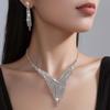 Silver Bridal Necklace & Earring Set with Sparkling Diamonds for Weddings
