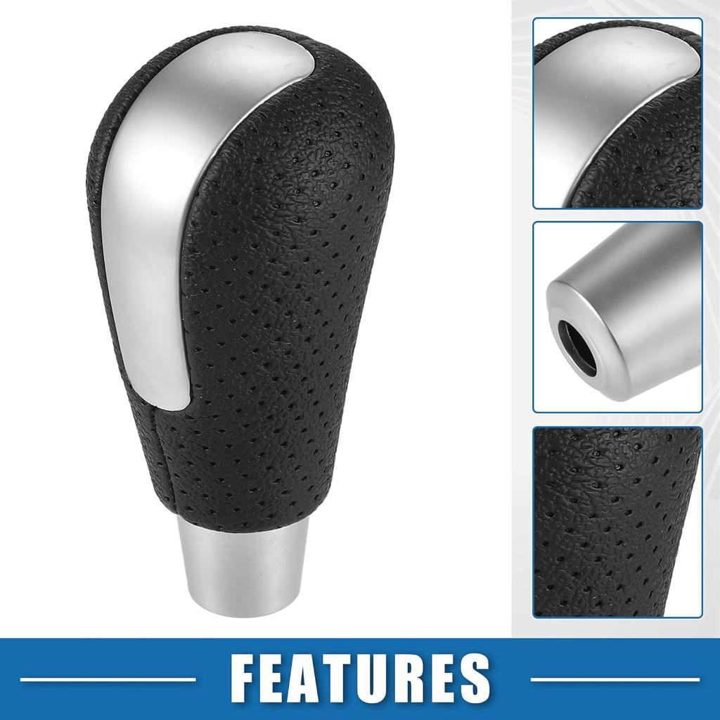 Automatic Transmission Gear Shift Knob with Holes for Mazda 3 2009-2016 for Mazda 3 Sport 2009-2016 Matte Silver Tone