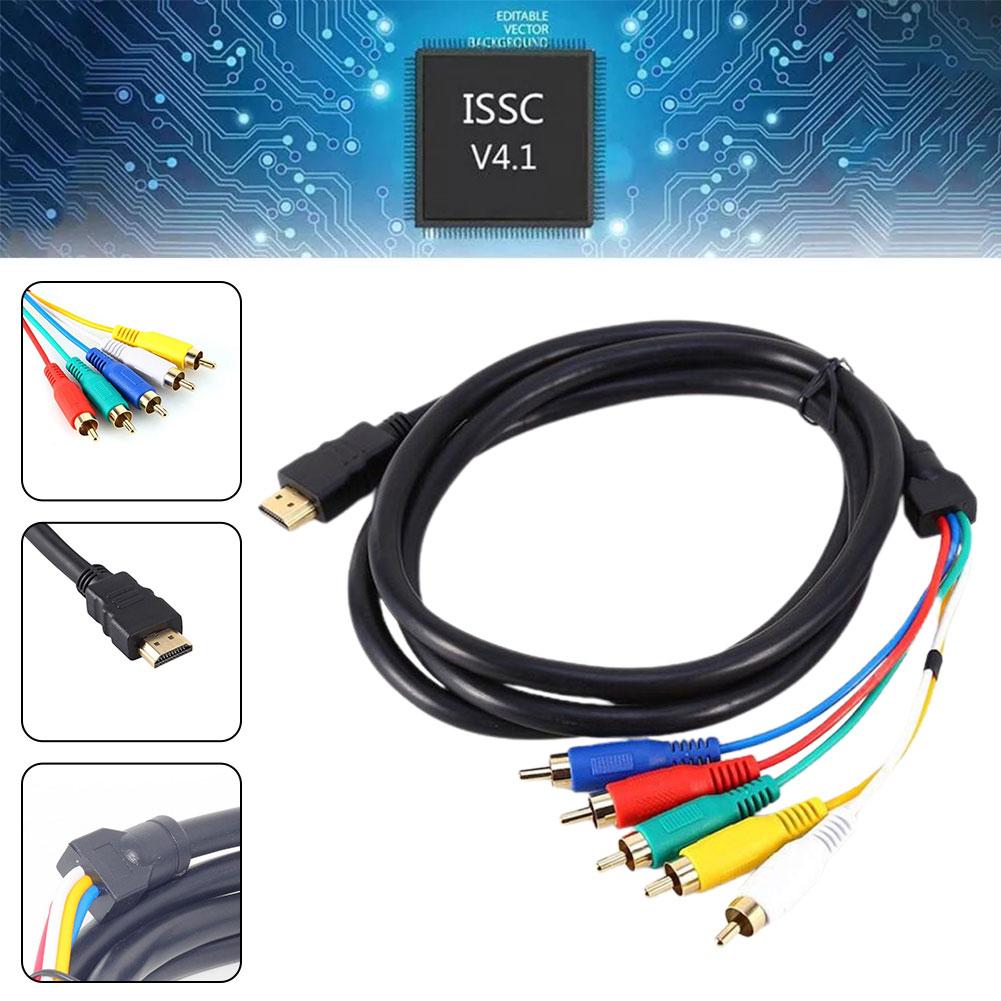 HDMI-Compatible to 5RCA Cable 150cm 1080p Audio Video Component Converter Plug&play HDTV to 5RCA Cable For Digital TV