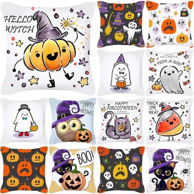 Halloween Decoration Cushion Pumpkin Cat Ghost Pillow Sleeve Is Suitable for Home Living Room Sofa Room Decoration