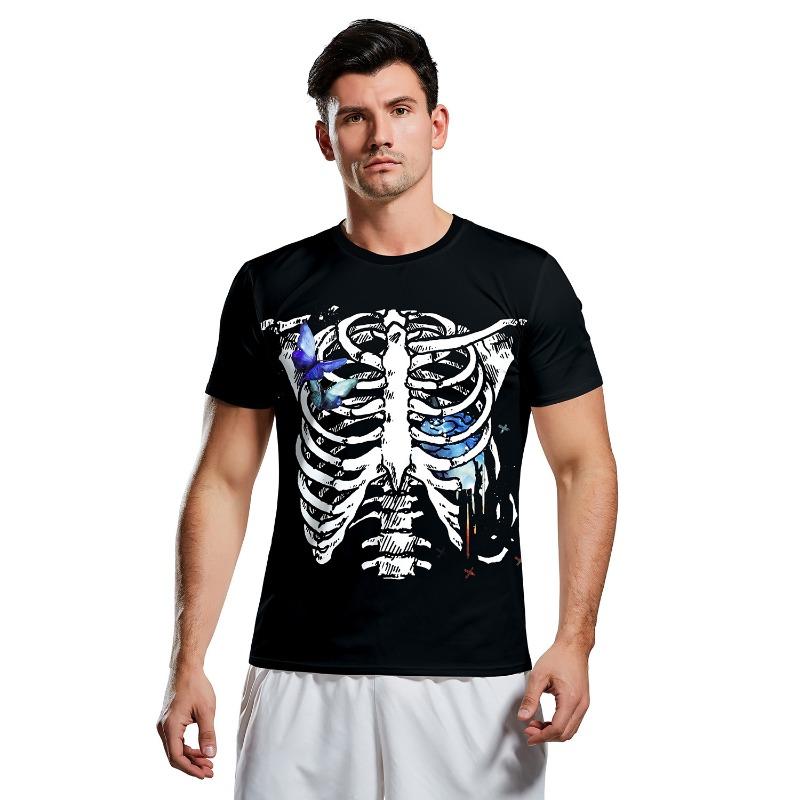 Source, Hot Selling Halloween Ghost Festival Skull Horror Digital Printing Short Sleeve Bottom Shirt