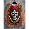 3D digital printed pirate skull pattern hoodie, fashionable and trendy casual children's clothing, suitable for boys to go out, the perfect