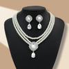 Elegant Luxurious Pearl Bridal Jewelry Set: Necklace & Earrings for Women - French Formal Wedding Style