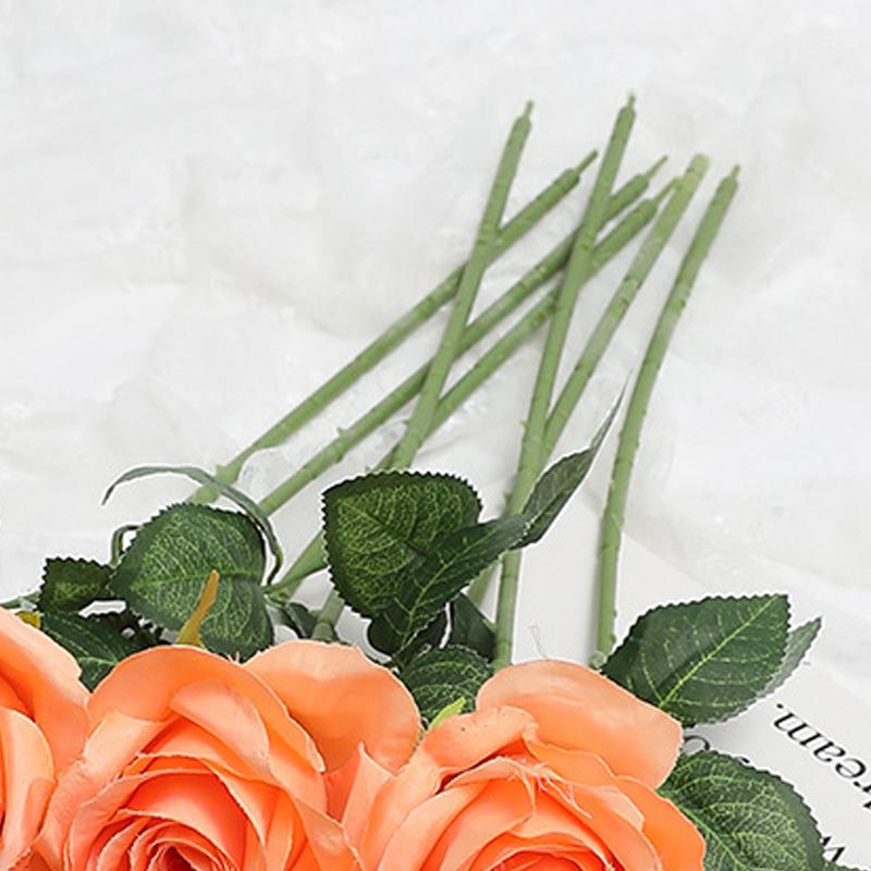 5pcs Artificial Flower Rose Bright Color Long Lasting Attractive Decorative Fake Silk Flower