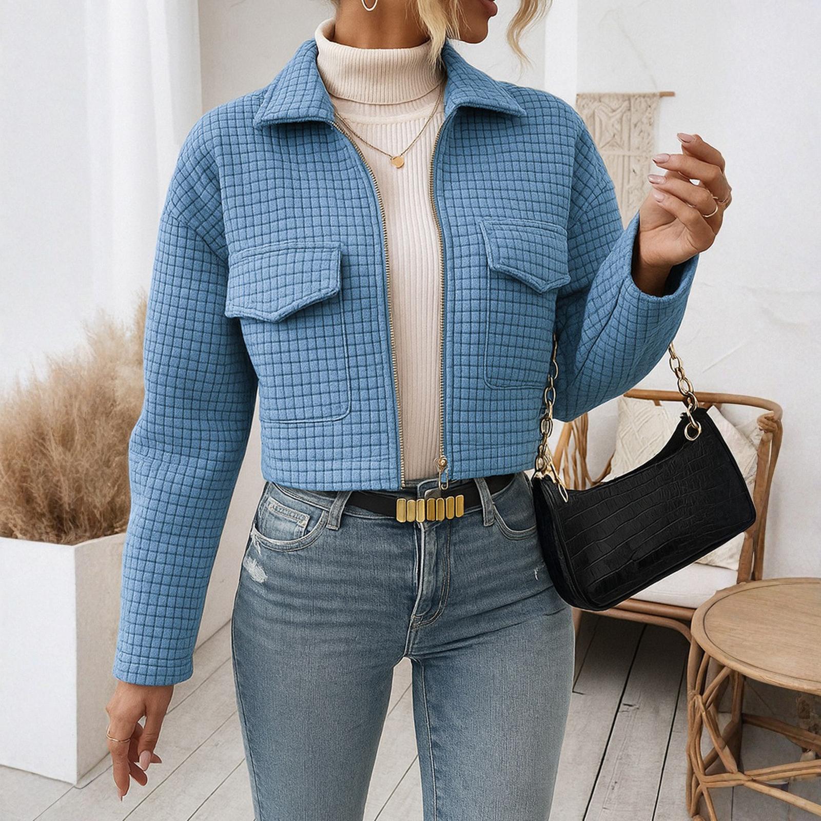 

Женская модная однотонная куртка с длинными рукавами XL светло-синий