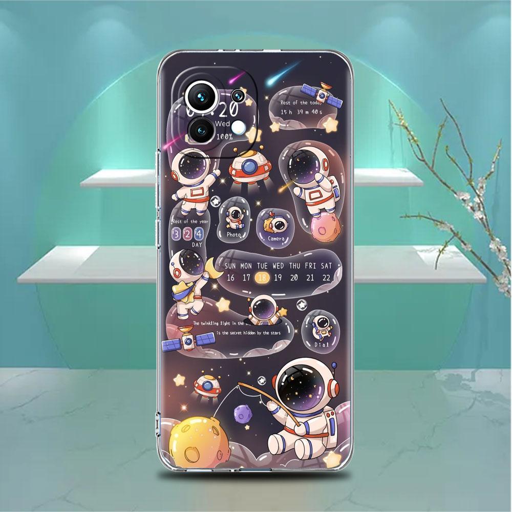 

Прозрачный чехол с рисунком астронавта для Xiaomi Mi Poco X3 NFC M3 Pro F3 F1 11 Lite 12 Note 10 11T 9T, прозрачный чехол для телефона Redmi Note 9S