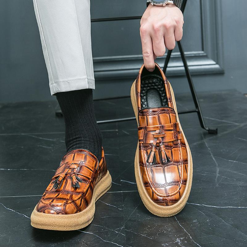 

Мужская обувь большого размера, новые повседневные кожаные туфли, модные туфли-лоферы, трендовые деловые кожаные туфли в британском стиле 38