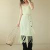 Pure Handmade Cotton Waist Rope Woven Fringed Beaded Famous Style Belt Women's Summer Simple and Versatile Waist Chain Literary and Retro