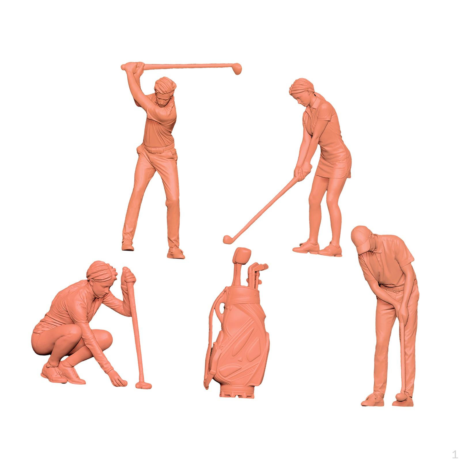 

5 Pieces 1/87 Golf Miniature Figures Scene Models Layout Props Small Decoration