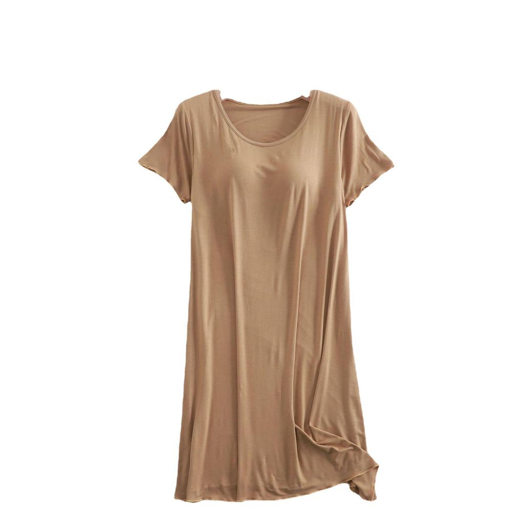 Women's Modal Nightgown with Ruffled Sleeves - Lightweight Pajamas or Casual Home Wear Dress