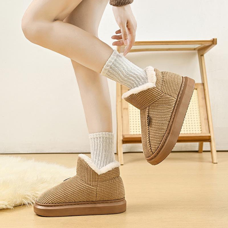 2024 Winter New Trend Velvet Women's Cotton Shoes, Korean Version of Fashion Thick Velvet Parent-child Snow Boots